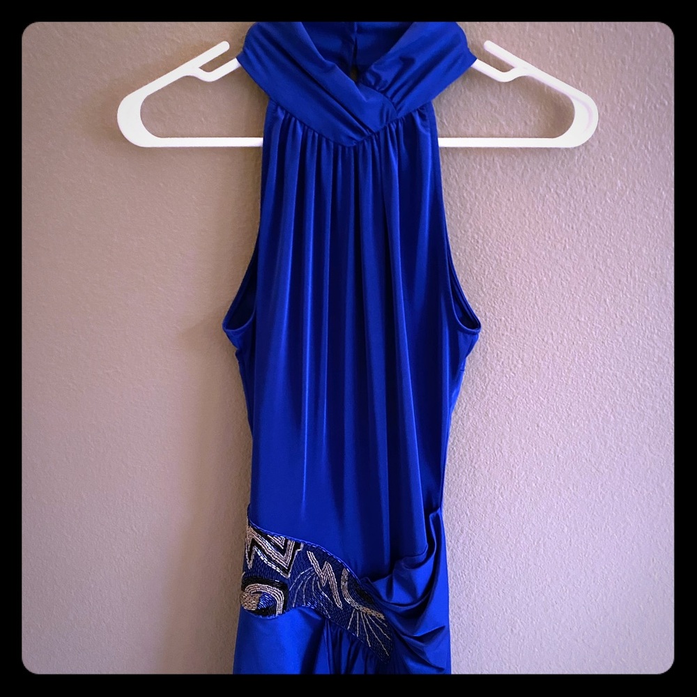 Sapphire blue dress with bead detailing